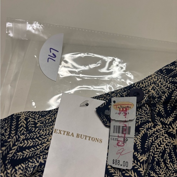 Talbots Lined Length Skirt Size 8 Navy Tan Ferns Vintage New Sews Stock - Picture 6 of 7